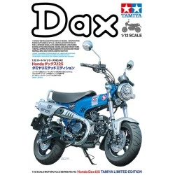 Imagen de la maqueta 1/12 Honda Dax 125 Tamiya Limited Edition, motocicleta de edición limitada en color azul metálico.