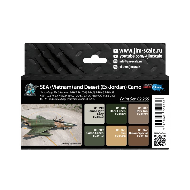 Set de pinturas acrílicas Jim Scale SEA Vietnam y Desert Ex-Jordan Camo