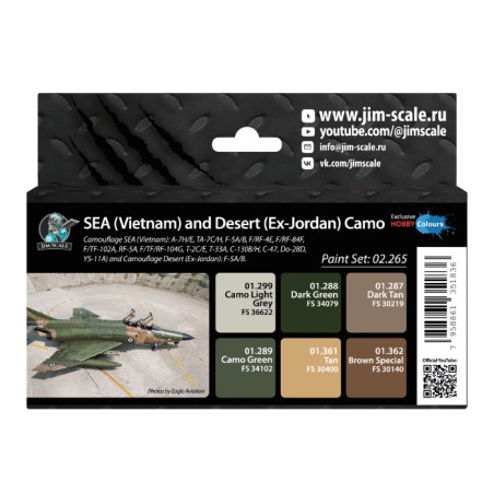 Jim Scale Acrylic paint Set SEA (Vietnam) and Desert (Ex-Jordan) Camo