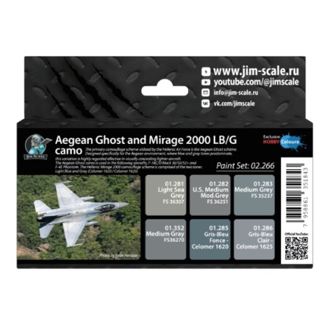 Pinturas Jim Scale Aegean Ghost Camo y Mirage 2000 Blue/Grey Camo para modelismo