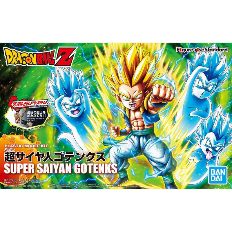 Maqueta Super Saiyan Gotenks - Dragon Ball Z, modelo articulado Figure-rise Standard de Bandai con efectos de ataque.