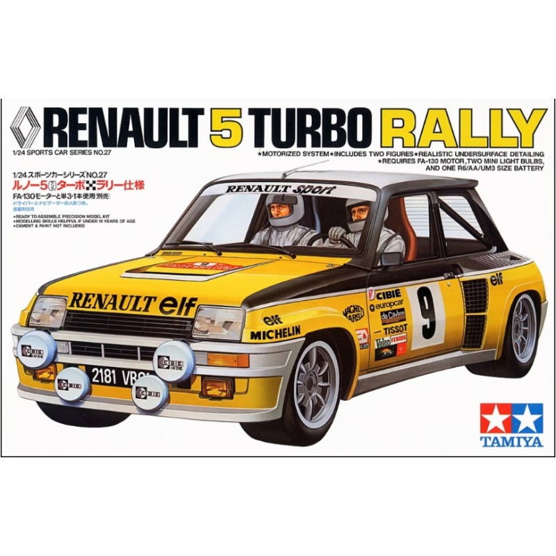 Maqueta Renault 5 Turbo Rally 1/24 Tamiya – Coche de rally clásico para modelistas.