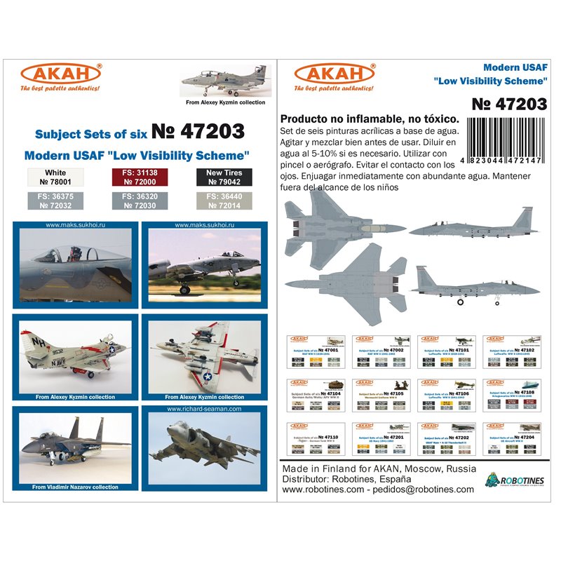 Set de Pinturas Modern USA Air Force, "The scheme of low visibility"