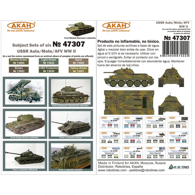 Set de Pinturas USSR Auto-Moto-Armored vehicles (WW2)